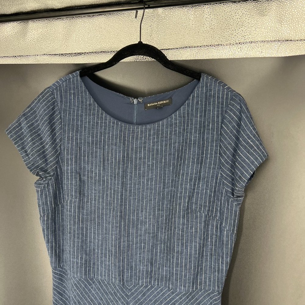 Banana Republic Blue Pinstripe Midi Dress - Picture 2 of 10